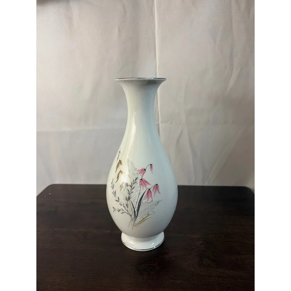 Royal Duchess Bavaria Germany Fine China Floral‎ Bud Vase White Pink Silver Trim